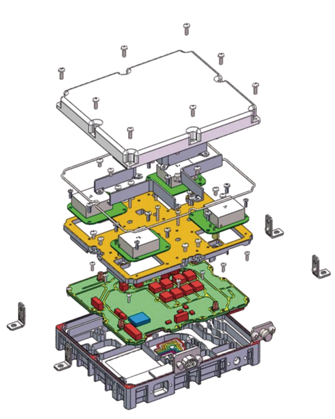 Exploded view of the AJU anti-jamming antenna showing all internal components