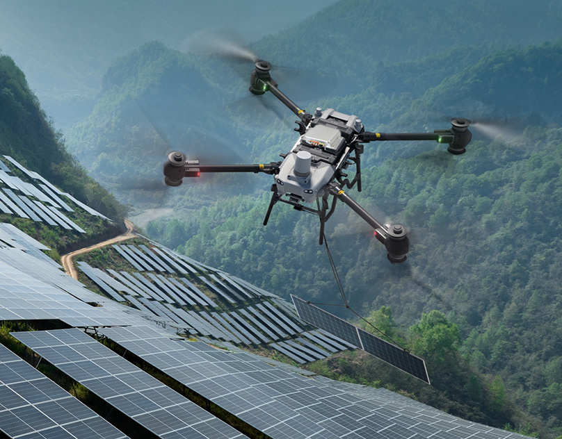 Drone mapping a mountain solar farm